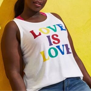 Torrid Celebrate Love & Pride Classic Fit Tank - Love Is Love White 3X NWT